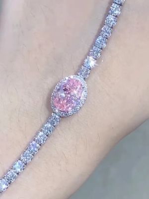 2.87ct गुलाबी हीरा टेनिस कंगन अंडाकार कट ढीला सिंथेटिक हीरे