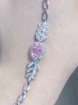 अंडाकार कट सिंथेटिक हीरा टेनिस कंगन 2.72ct गुलाबी हीरा कंगन अंडाकार आकार