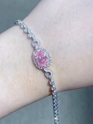 फैंसी रंगीन लैब बड़े हीरा कंगन गुलाबी हीरा टेनिस कंगन 2.08ct