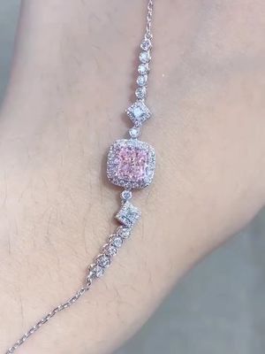 कुशन कट लैब बनाया हीरा कंगन गुलाबी फैंसी हीरा रंग 1.52ct