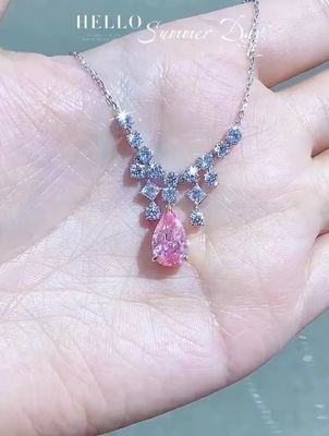 आईजीआई प्रमाणित प्रयोगशाला से उगाए गए हीरे के लटकन Pear Cut 2.84ct Pink Fancy Color