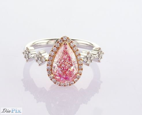 2.31ct Pear Cut Fancy Pink Lab Grown Diamond Halo Ring IGI Certified For Women Wedding......................................