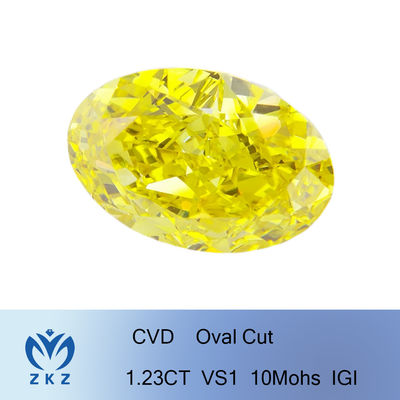 1.23ct सिंथेटिक लैब ने पीले हीरे के अंडाकार आकार का उत्कृष्ट कट बनाया