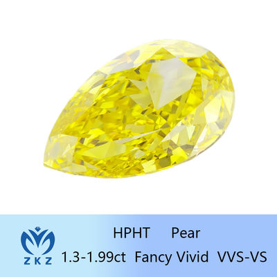 1.3ct-1.99ct HPHT Pear Loose Lab ने IGI प्रमाणन के साथ पीला हीरा बनाया