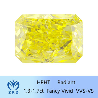 उज्ज्वल आकार HPHT प्रयोगशाला में उगाया गया पीला हीरा 1.3ct-1.7ct IGI प्रमाणित