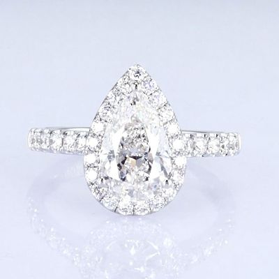 18k Pear Round Full Diamonds Women Ring White Lab Grown Diamond Ring Party के लिए उपहार के लिए सुंदर डिजाइन