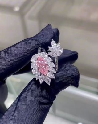 मार्किज सीवीडी लैब प्रौढ़ हीरा आभूषण गुलाबी हीरा अंगूठी 18k सफेद सोना कस्टम आभूषण