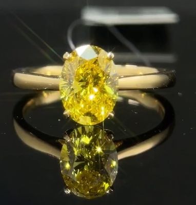 1.59ct लैब हीरा आभूषण अंडाकार कट हीरा अंगूठी फैंसी जीवंत पीला क्लासिक शैली